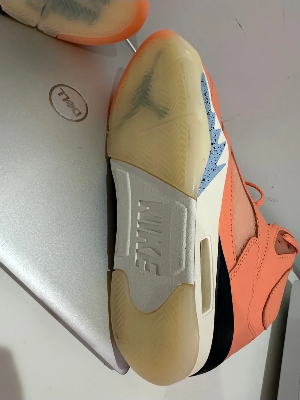 Jordan Retro 5 DJ Khalid  High-Top Sneakers in Coral Orange with Silver Tongue